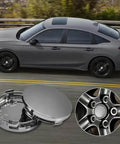 Clean 4 Piece Silver Wheel Center Caps Boast A Snappy Snap Fit And Bulletproof Abs Shield To Shut Out Road Gunk Beat Rust On Hub Studs And Keep Your Rims Looking Fresh On Daily Cruises, showcasing an ABS cap and car wheel.