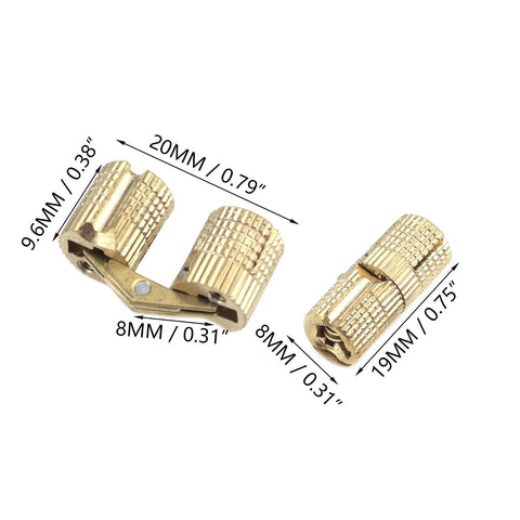 Durable Brass Concealed Barrel Hinges For Hidden Cabinets And Jewelry Boxes 8mm Diameter 180 Degree Opening Pack Of 8