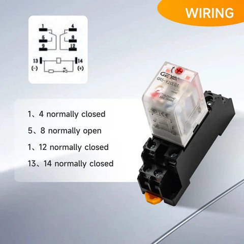 Two Pack 8 Pin DPDT Electromagnetic Relay 24V DC 10A With LED Indicator Socket Base And DIN Rail Mount GR5 Y2CLGT Relays For Control Circuits Plug And Play Ready Industrial Automation Essentials, wiring diagram