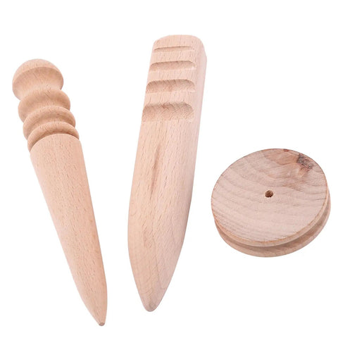 Multi Size Wood Leather Edge Burnisher And Slicker Set, solid unfinished polish sticks, tools for leathercraft and DIY.