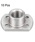 Close-up of Tough As Nails M10 X1.25 Tab Base Weld Nuts, four-prong design in silver finish, ideal for heavy-duty garage builds.