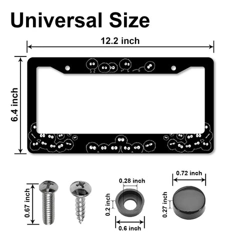Dope Aluminum Anime Soot Sprites License Plate Frame for Cars Cute Car Accessory for Women and Men Standard US Size