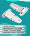 Two Pack Heavy Duty Chrome Zinc Alloy R V Door Hinges For Travel Trailers And Fifth Wheel Campers Plus Walk In Refrigeration Cooler Mounts And Bbq Grill Smocer Hardware Kit Wit Complete Bolt Set Inclued with polished chrome finish.