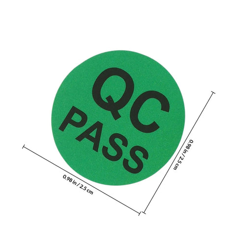 Quality Control Round Labels Pack 500 Self Adhesive QC Pass Stickers, 0.98 in green round labels for inspection