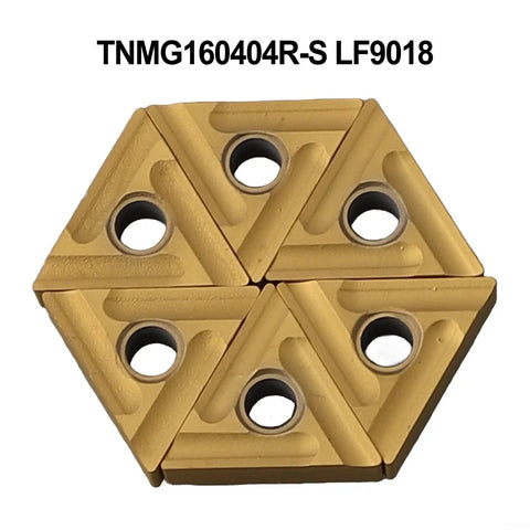 10 Pack TNMG160404R-S Carbide Turning Inserts for CNC lathe and milling arranged in a hexagonal pattern