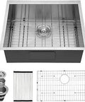 21 Inch Undermount Bar Sink for Kitchen, RV and Prep Stations, Single Bowl, 18 Gauge SUS304 Stainless Steel with accessories.