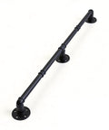 Heavy Duty Industrial Pipe Handrail For Indoor Stairs Wall Mount Metal Safety Rail solid black steel grab bar design.