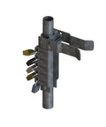 Heavy Duty Multi Lock Gate Latch For Chain Link Fences Secures Up To Five Padlocks, showcasing multi padlock system on a metal pole.