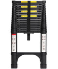 14.5 Ft Aluminum Telescoping Ladder With Dual Triangular Stabilizers For Less Wobble Heavy Duty 330 Lb Capacity Lightweight Collapsible Extension For Home Rv And Outdoor Projects Black, folded view
