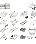 Beefed Up Metal Upgrade And Modification Kit For 1/16 Scale RC Car M162 16207 Silver Heavy Duty Parts Spread Out
