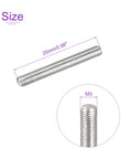 50 Pack M3 X 25mm Fully Threaded Rods In 304 Stainless Steel With Right Hand Threads showing size details