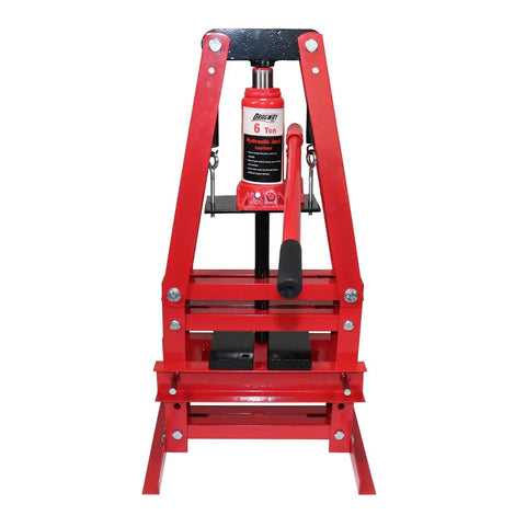 Front view of 6-Ton Benchtop Hydraulic A-Frame Shop Press With Press Plates For Metal Bending And Straightening Install And Remove Pressure-Fitted Parts Built Like A Tank A Real Workhorse For Your Home Workshop