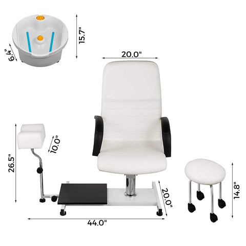 Pro Grade Hydraulic Lift Spa Pedicure Chair With Deep Soak Bubble Massage Footbath Top Shelf Salon Setup Zero Grind Cleanup Slick Contour Cushions For Prime Relax Mode White