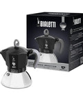 Heavy Duty Moka Induction Coffee Maker With Rock Solid Stainless Steel Boiler And Premium Aluminum Lid Brews Smooth Two Cup Espresso That Nails Your Morning Kickstart In Deep Black with box.