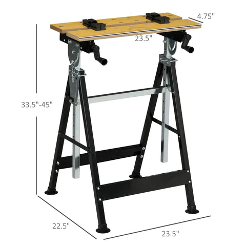Tough As Nails Adjustable Work Bench Tool Table With Four Heavy Duty Clamps And Six Position Tilt Top, steel frame, height 33.5-45 inches.