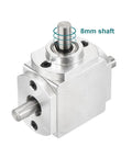 90 Degree Bevel Gearbox 1 to 1 Right Angle Gearbox with Dual Output Shafts 20 Tooth Bevel Gear 8mm Shaft Aluminum Frame