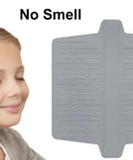 Double Sink Mat Protector With 36 Suction Cups No Odor No Stains Super Soft Divider Pad and smiling girl.