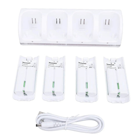 4 Port Remote Controller Charger Station for Gaming Consoles with 4 Pack 2800mAh Battery Packs and USB cable