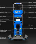 Heavy Duty Electric Stair Climbing Cart With 1500W Motor And 880LB Capacity, showing features like battery, motor, and controls.