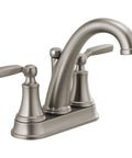 Woodhurst Centerset Brushed Nickel Dope Sleek Bathroom Faucet For 4-Inch 3-Hole Sinks With Metal Push-Pop Drain, side view