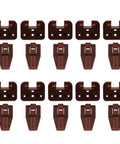 Heavy Duty Drawer Slide Repair Kit 10 Piece Set Reinforced Hard Plastic sliders and roller stops in brown color.
