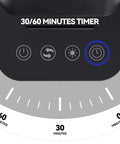 Timer settings on LED Desk Lamp With USB Charging Port And Pen Holder, Dope Flexible Gooseneck Study Light, 30/60 minute options.