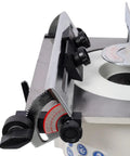 Detail view of adjustable tool rest on Built Like A Tank Cast Iron 6 Inch Bench Grinder With Half Horsepower Motor.
