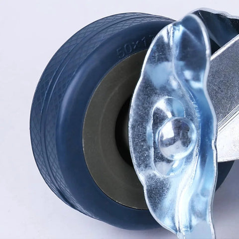 Close-up of wheel and caster from 10 Inch Heavy Duty Plant Dolly With Wheels, 160 Lbs Capacity Metal Rolling Plant Stand With Casters