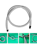 Replacement Steam Hose For Garment Steamer Flexible High Temperature Resistant Tube For Seamless Ironing Workhorse Durability With PVC Nylon Construction Fits Most Steam Irons Easy Installation And Maintenance displayed in coiled position with close-up of material texture.