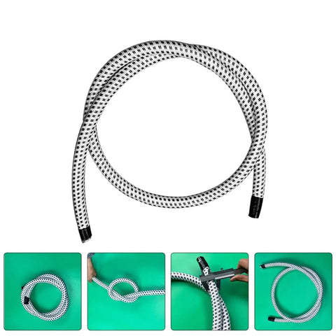 Replacement Steam Hose For Garment Steamer Flexible High Temperature Resistant Tube For Seamless Ironing Workhorse Durability With PVC Nylon Construction Fits Most Steam Irons Easy Installation And Maintenance displayed in coiled position with close-up of material texture.