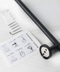Close-up view of Matte Black 16 Inch Stainless Steel Bath Towel Bar Rack Wall Mounted With 13 Inch Usable Hanging Space and install kit