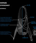 Detailed view of X Wing Pro Freediving Fins foot pocket design, highlighting material flexibility and construction features.