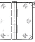 Diagram of Antique Brass Steel Door Hinges Three And One Half Inch Five Eighths Radius Full Mortise With Removable Pin