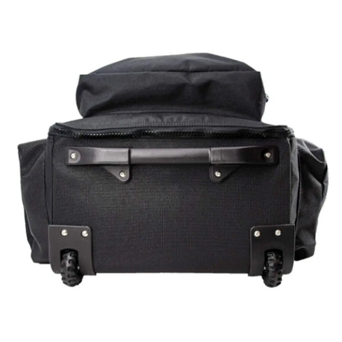 Base view of Chelan Lightweight Roller Backpack For Scuba Gear With Three Side Opening 600D Strong Trolley Bag on wheels.