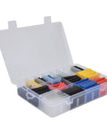 Colorful Heat Shrink Tubing Kit With 580 Pieces For Wire Insulation Protection And Leak Prevention, Fast Shrinking At 84C Temp, Durable Polyolefin Material With 2:1 Ratio To Keep Your Cables Snazzy And Secure. Clear organizer box with assorted heat shrink tubing