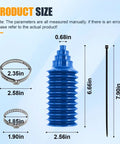 Product size diagram for Silicone Inner Tie Rod Boots With Locking C Clamps And Bellows Cable Ties For Waterproof Dustproof
