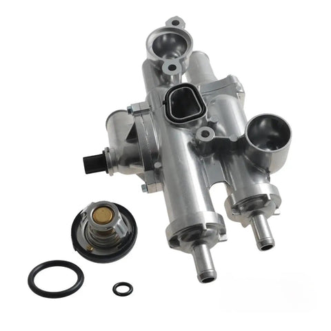 Straight Swap Engine Thermostat Housing And Water Outlet For Chrysler 200 Compass Caliber 4884571AB assembled with thermostat and seals.