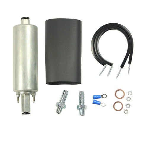 Beefed Up External Inline Fuel Pump Kit With High Flow 255 LPH Performance For 12V Vehicles Universal Fit Includes Installation Hardware