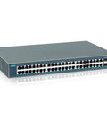 Beefy 48-Port Gigabit PoE Plus Unmanaged Switch With 2 SFP Uplinks 800W Budget metal rackmount for IP cameras and wireless gear.