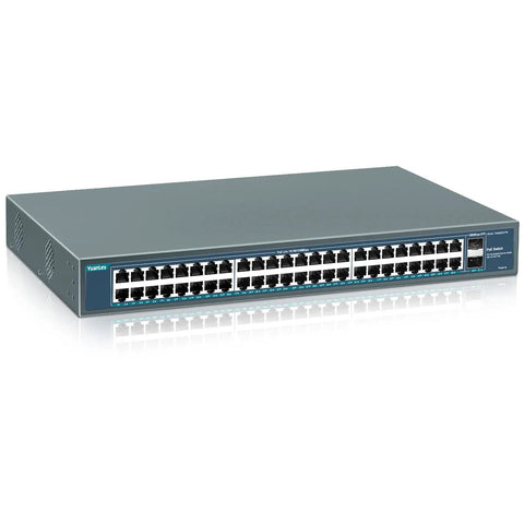 Beefy 48-Port Gigabit PoE Plus Unmanaged Switch With 2 SFP Uplinks 800W Budget metal rackmount for IP cameras and wireless gear.