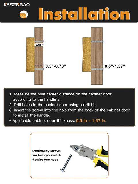 Installation instructions for Two Pack Antique Brass Cabinet Pulls Flat Cup Drawer Handles For Kitchen Cupboard Bathroom Dresser Cabinet Hardware Zinc Alloy Durable Vintage Style With Long Lasting Finish, including measuring hole center and drilling instructions.
