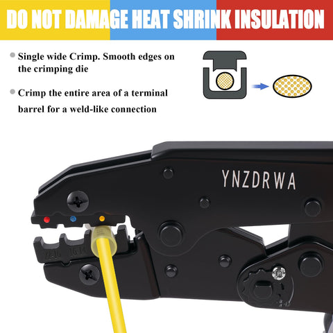 Ratcheting Wire Crimping Tool For Heat Shrink Connectors Pro Grade Crimper Pliers For 10 To 22 AWG Wire High Precision Jaw