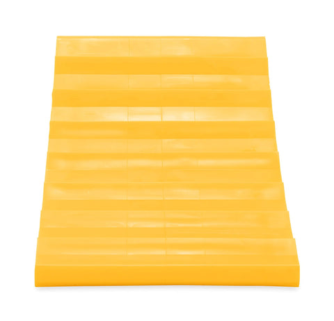 Camco yellow wheel chock, plastic block without rope, for stabilizing trailer or RV wheels