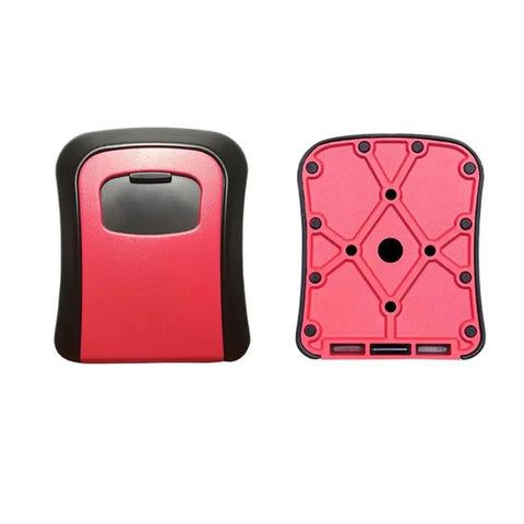 Durable 4 Digit Combination Code Lock Storage Box built for secure wall door mounting, compact metal design with red finish.