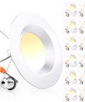 12 Pack 5 To 6 Inch LED Can Lights Retrofit Recessed Downlight Kit, Dimmable With 2700K To 5000K Selectable Color Temps