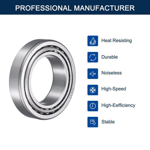 Two Pack 32011 Tapered Roller Bearing Cone And Cup Set, 55mm Bore, 90mm Outer Diameter, Chrome Steel ABEC 3, with features list