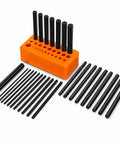 Center Transfer Punch Set Kit With Index Stand, 28-Piece, Three Thirty-Second Inch To Half Inch Range displayed in orange stand