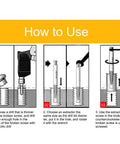 How to Use Heavy Duty 5 Piece Damaged Screw Extractor Set Made From Carbon Steel Perfect Left Hand Thread Remover Kit For Stripped Bolts And Broken Screws Easy Repair Tool To Get You Out Of A Jam showing 3-step removal guide