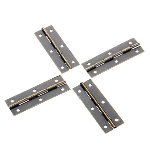 Old School Antique Bronze Wood Box Hinge Set For Small Cabinets And Drawer Doors, Vintage Jewelry Box Hardware, 4 pieces