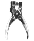 Heavy Duty Zinc Alloy T Slot Puncher Plier for PVC ID Cards Makes Crisp 2mm Holes With Zero Burrs front view.